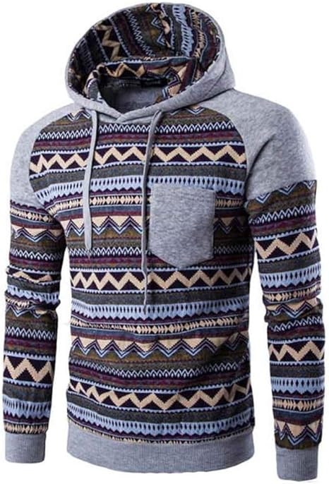 Casual ethnic pattern hooded sweatshirt Outlet