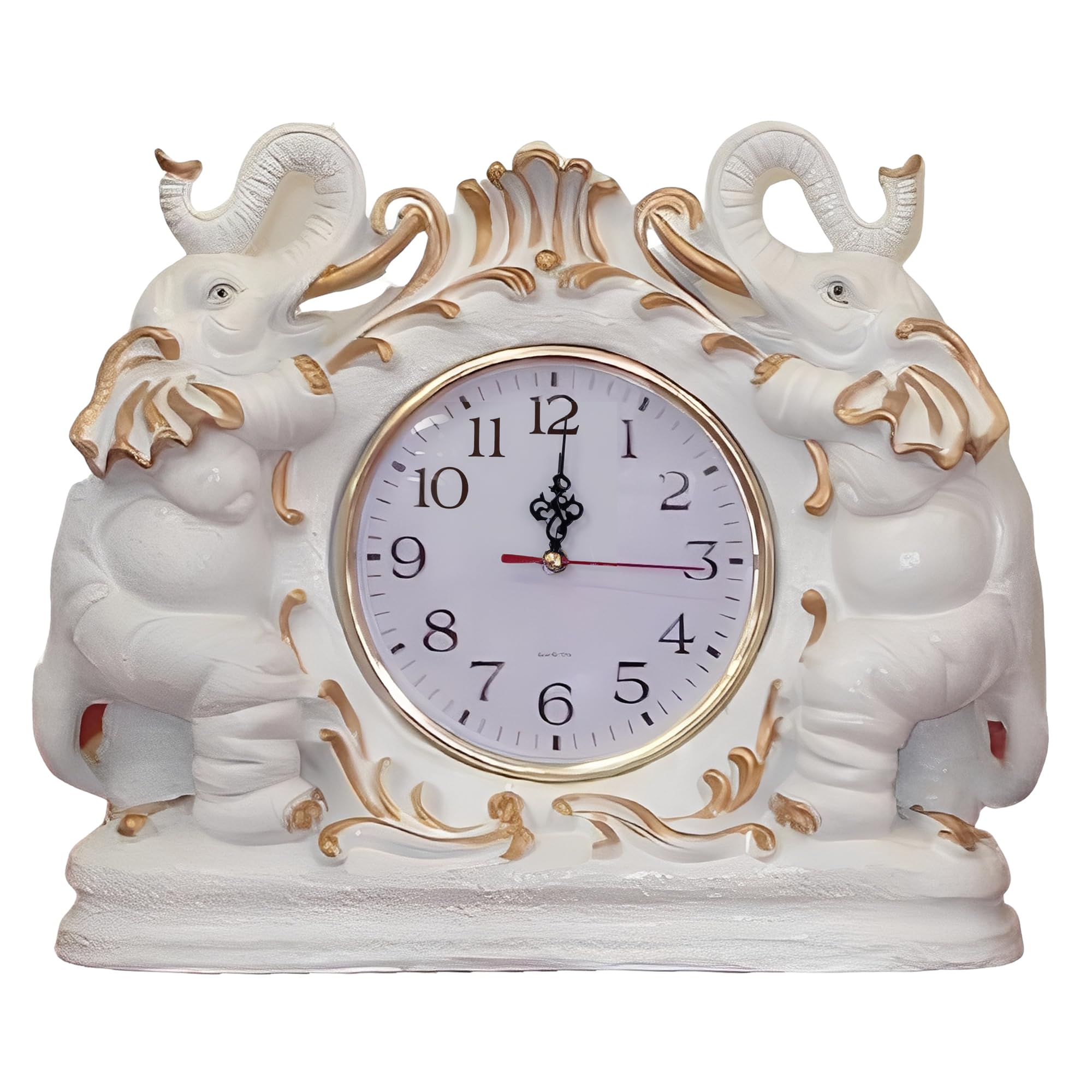Horloge murale éléphant blanc de 36,8 cm pour salon chaleureux et chambre