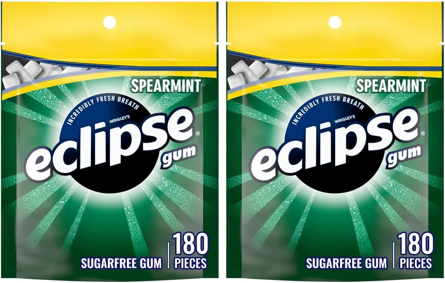Spearmint Chewing Gum Sugar Free, Mint Gum Bulk Pack, 8.8 Ounce (180 Piece Bag) (Pack of 2)