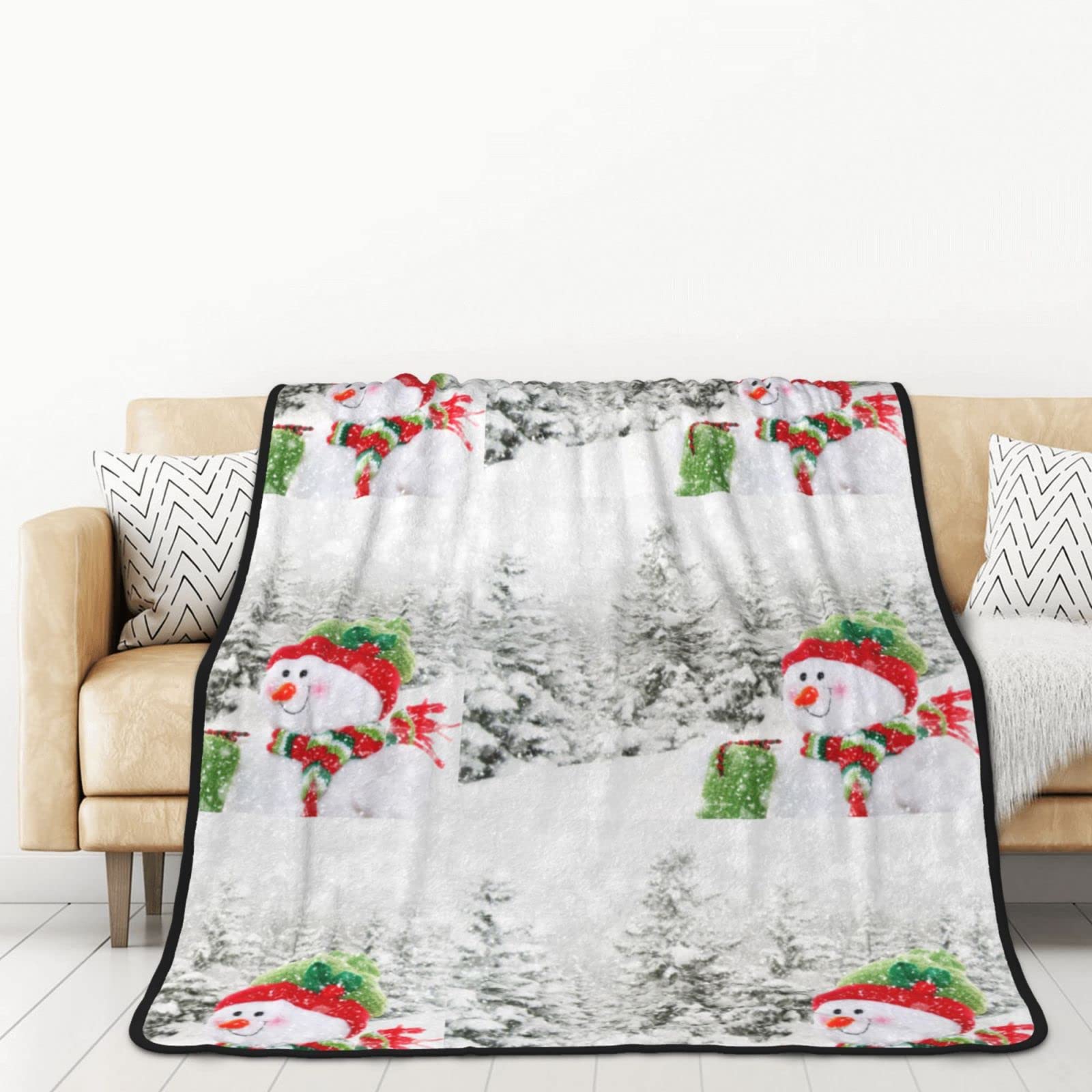 Couverture flanelle polaire bonhomme de neige en tissu premium double face
