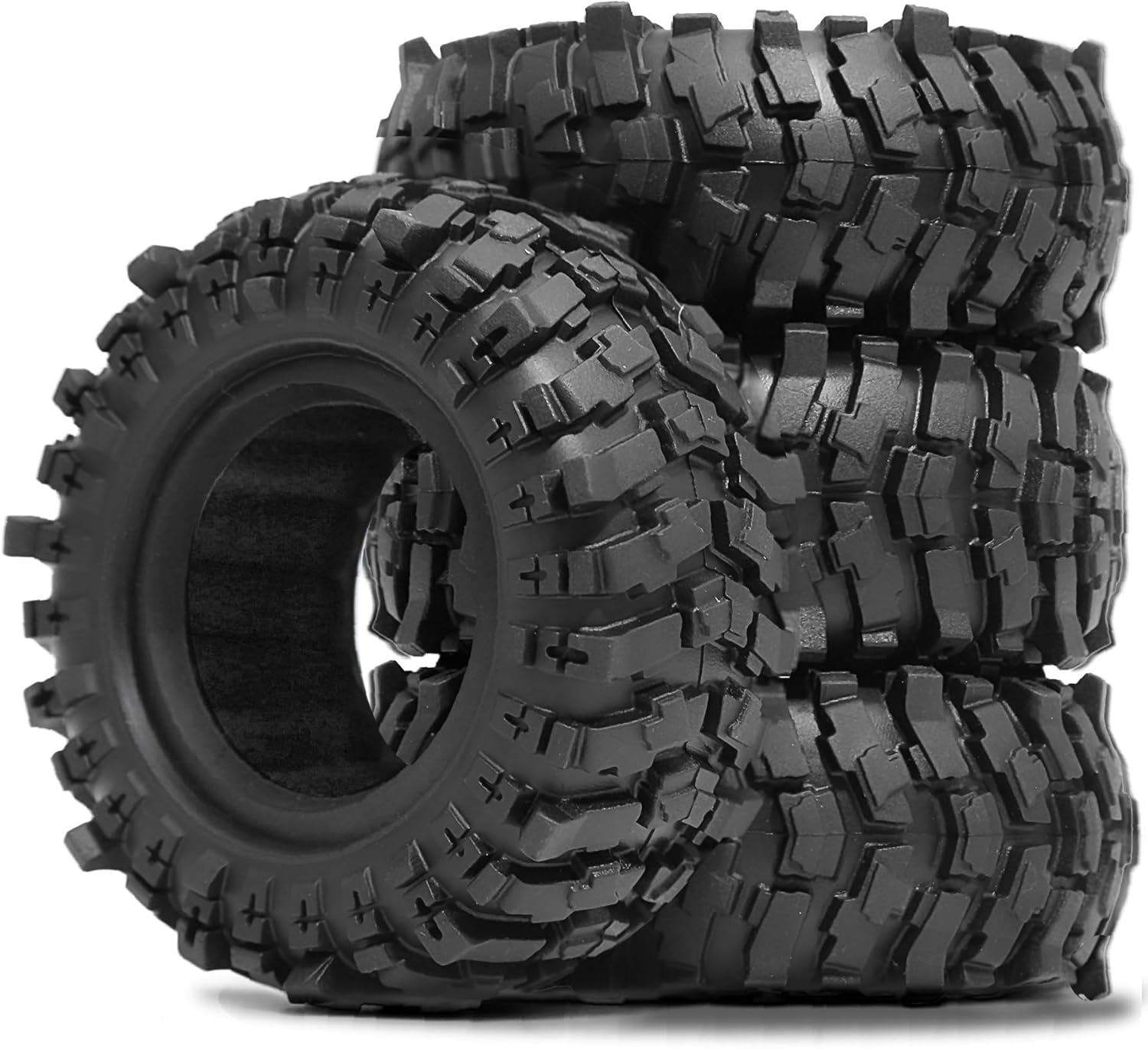 STMU 4-PCS RC Crawler Car Accessories 1.9 Crawler Tires OD 88mm / 3.46" for for 1/12 RC Crawler Car MN-82 MN99-S2 MJX H12P H12Y+ 1/12 Crawler Upgrades (Black)