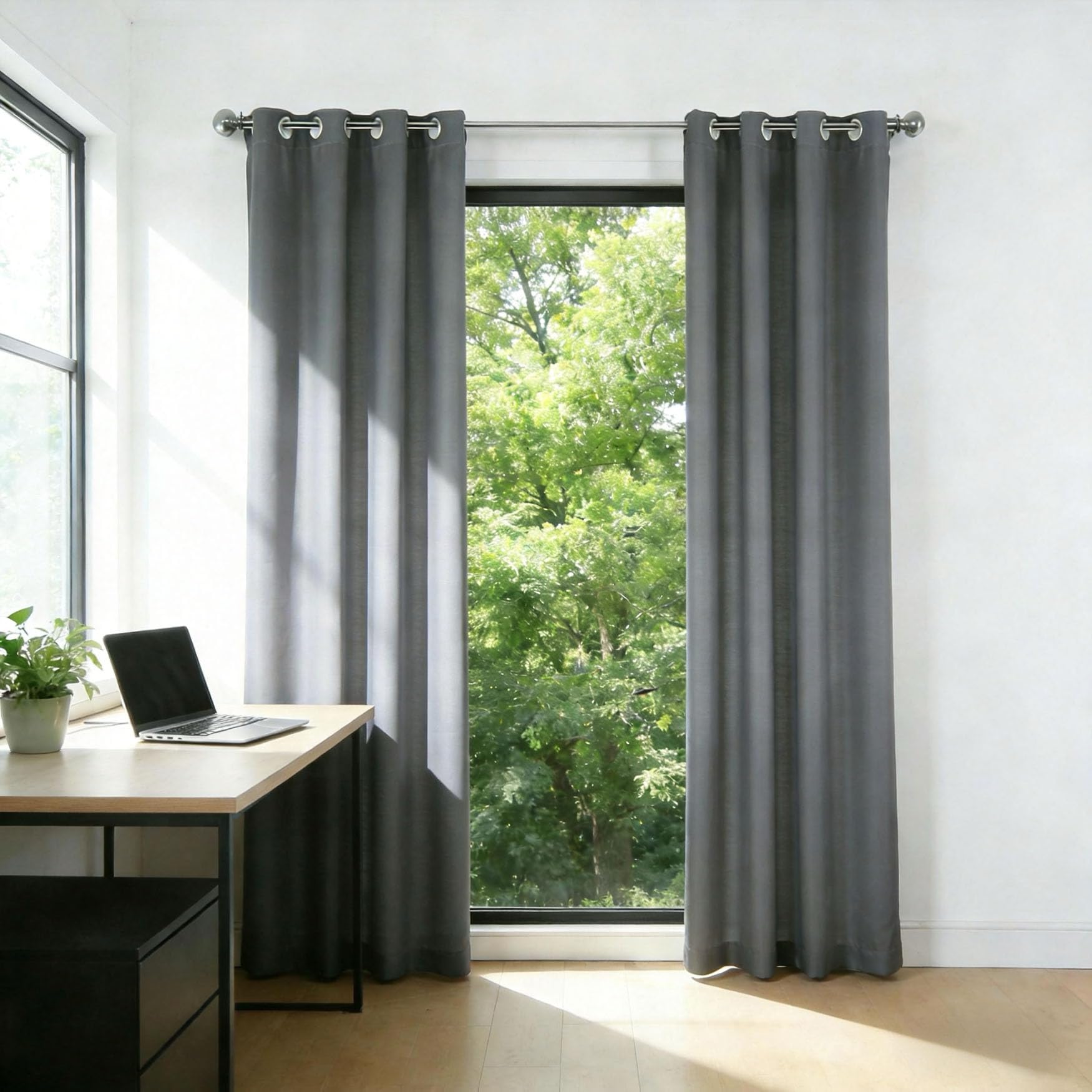 Rideau thermique isolant contre surchauffe et nuisances sonores rideau opaque gris 110x175