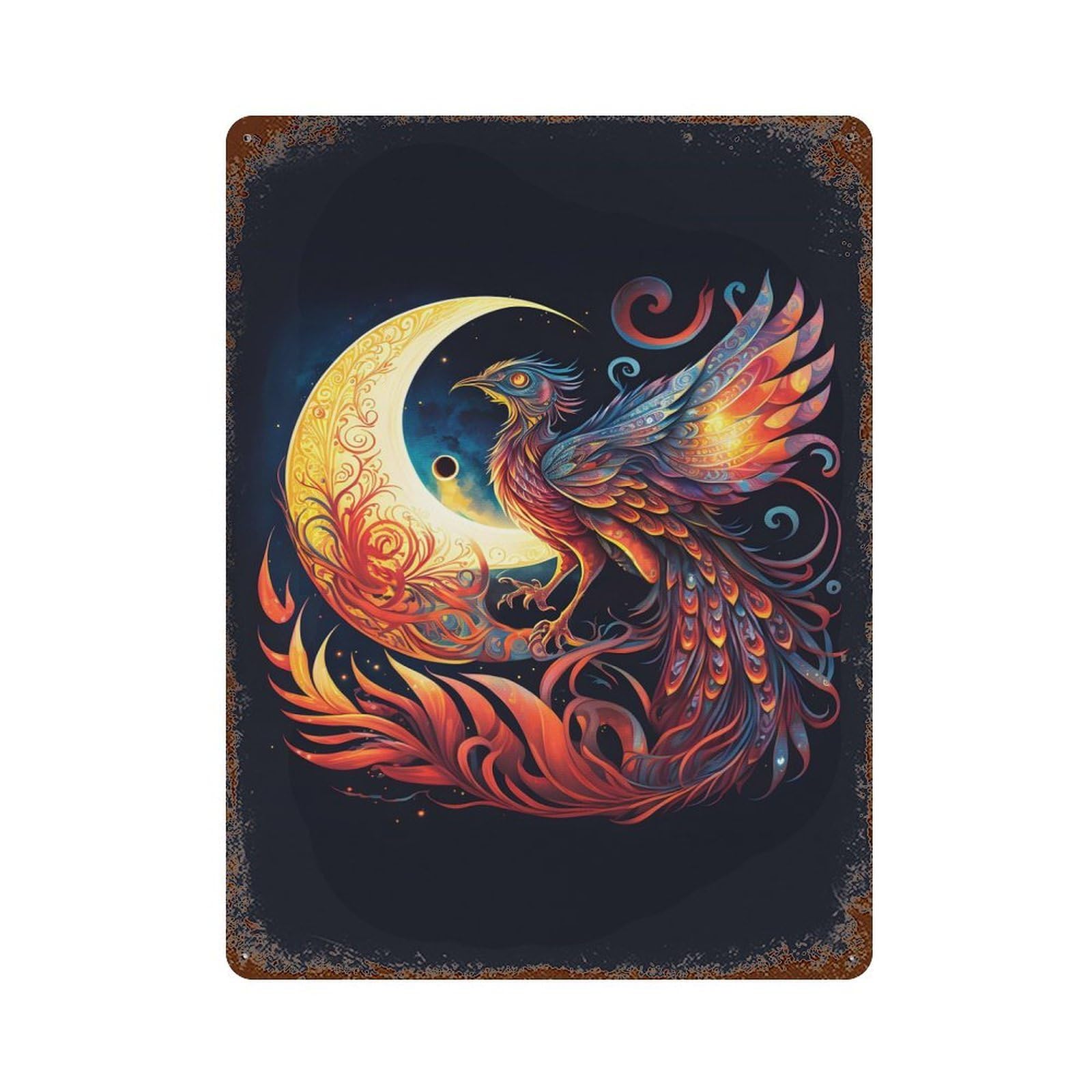 Phoenix Distressed Metal Wall Sign 15.7"x11.8", Ideal for Cafe, Home Bar And Lounge Decor