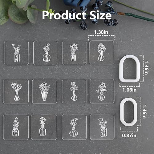 Miniatura 4 de Puocaon Sellos florales de arcilla polimérica  12 mini sellos de floreros para la fabricación de aretes de arcilla polimérica, 2 cortadores de joyas