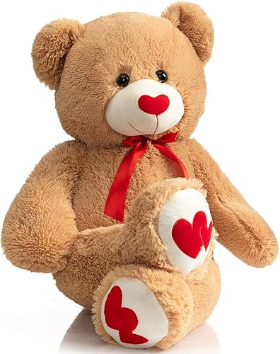 Miniatura 8 de HollyHOME Oso de peluche grande con corazón rojo para novia y niños, regalo de vacaciones, 36 pulgadas, color marrón