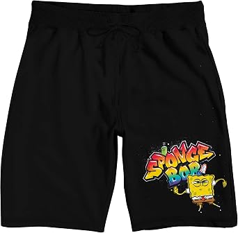 Spongebob Squarepants Graffiti Mens Black Sleep Pajama Shorts