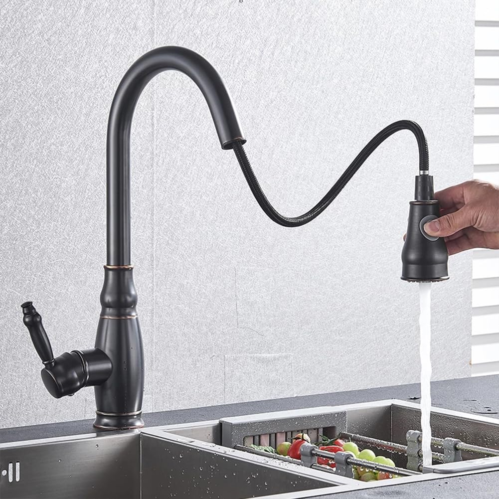 Grifo De Cocina Extraíble, Mezclador Monomando De Arco Alto, Rociador De 2 Chorros, Giro De 360°, Cuerpo De Latón, Acabado Cepillado, Monomando. A