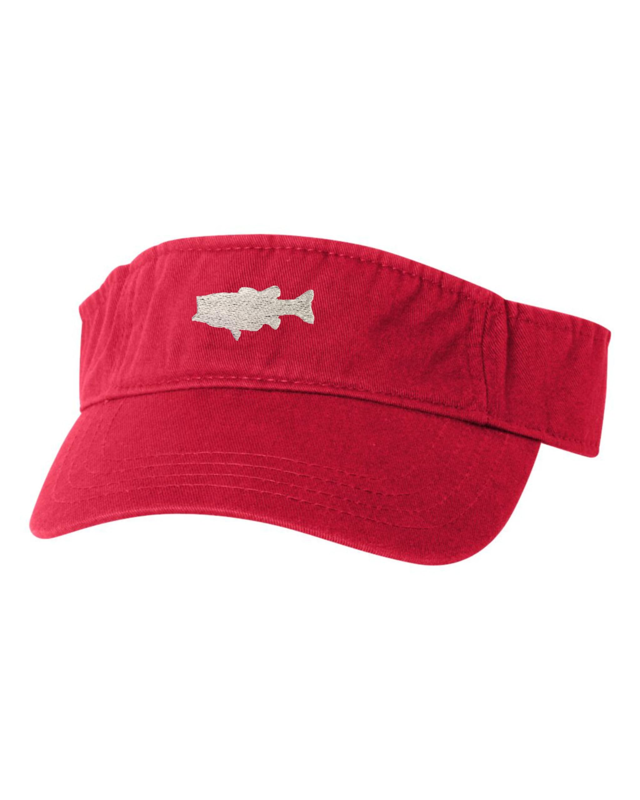 One Size Red Visor Fish Embroidered Visor Dad Hat