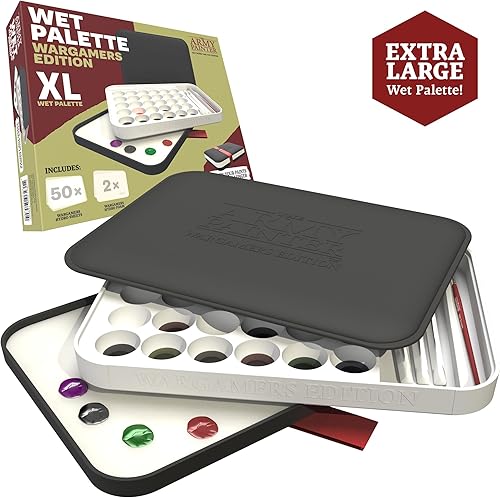 Miniatura 2 de The Army Painter Wargamers Edition Paleta húmeda, paleta XL para pinturas acrílicas, incluye 50 hojas hidráulicas, 2 espumas hidráulicas y guía