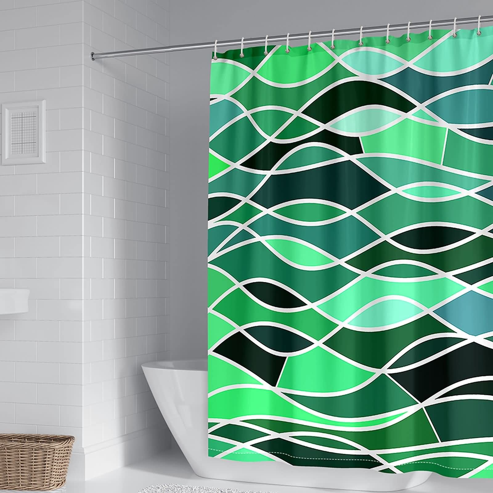 Rideau de douche anti moisissure vert 180x200 pour éliminer l'humidité