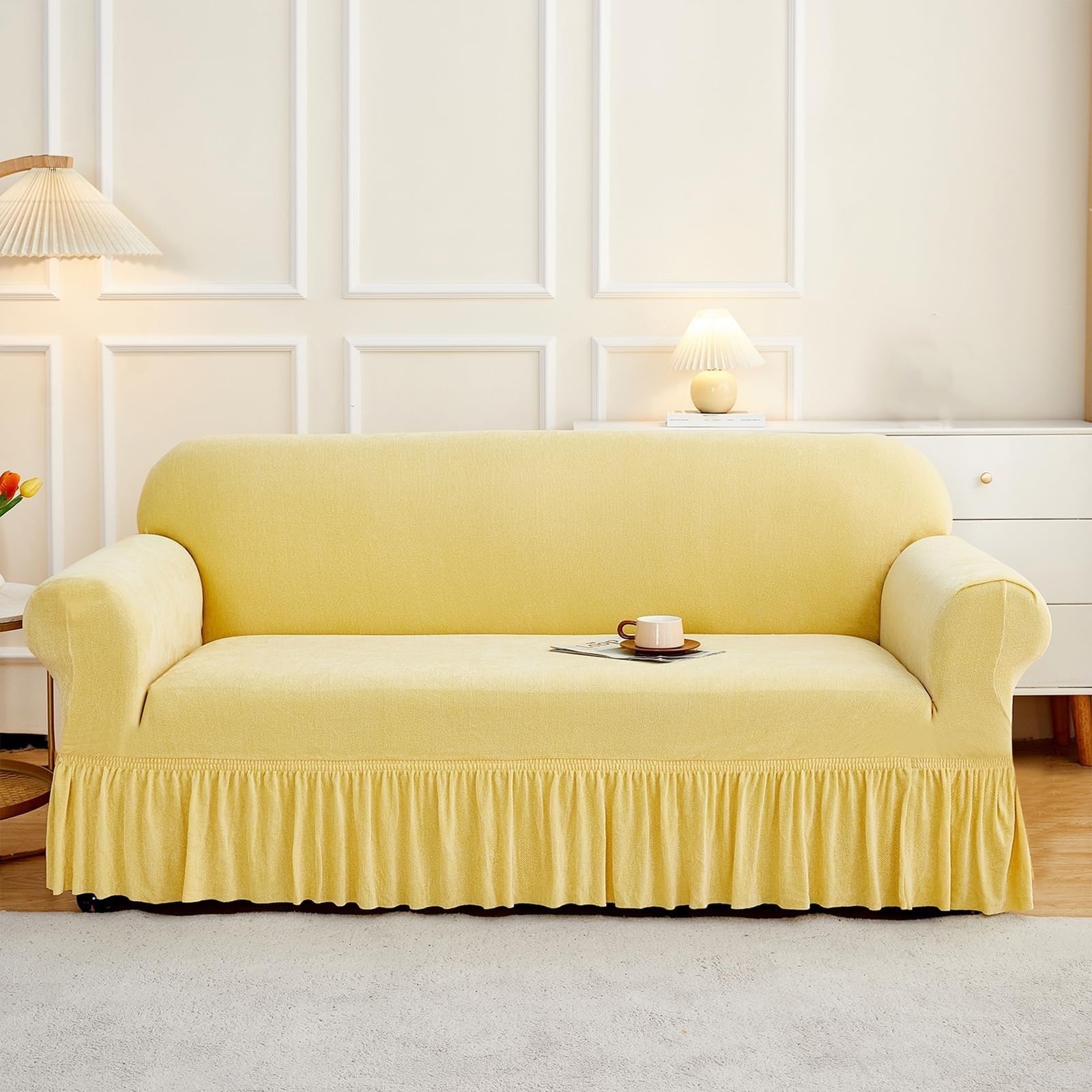 Housse de canapé en chenille extensible pour canapé sectionnel 2 places