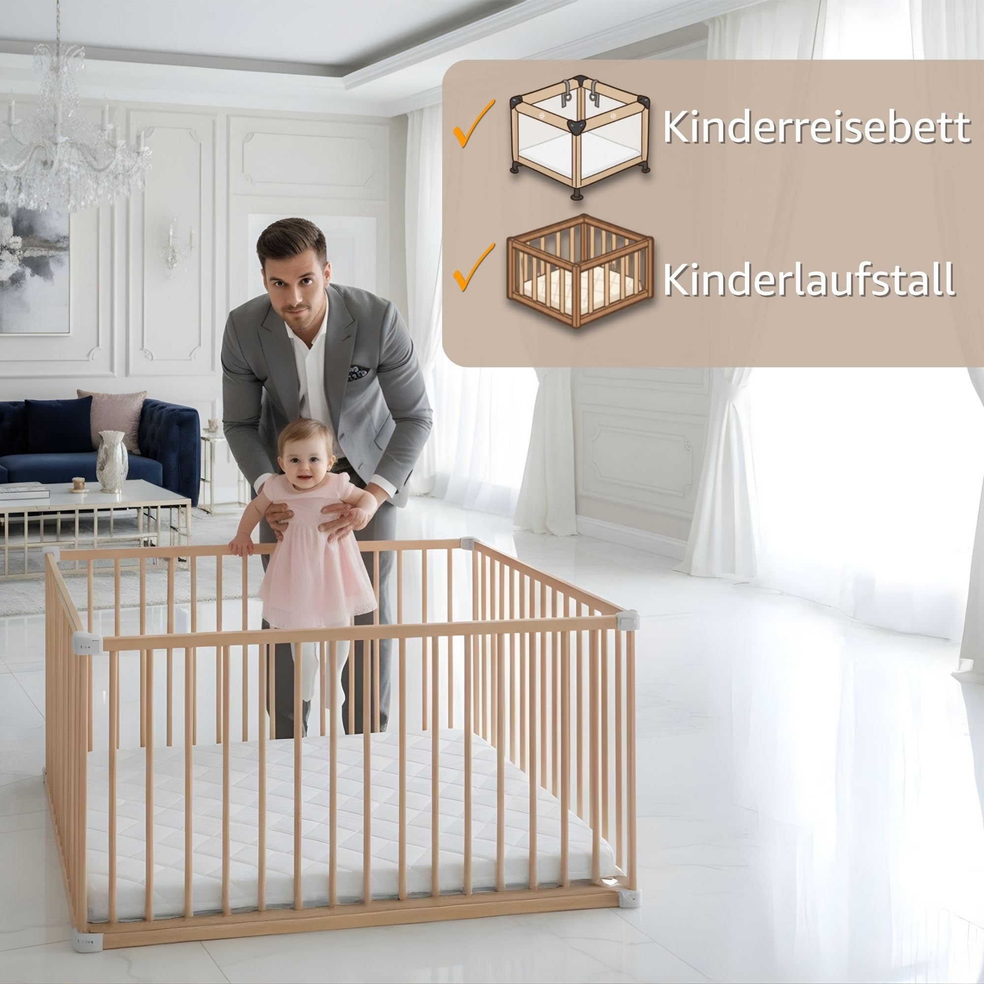 Materasso per box neonato quadrato 100x100 cm - recinto per bambini materasso box materassino in schiuma per bambini materassino da gioco Oeko-Tex 100 x 100