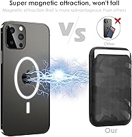 Vista 2 de WALLFID Magsafe - Cartera de cuero compatible con iPhone 15/14/13/12 Pro/Max/Plus/Mini, tarjetero RFID con imán MagSafe