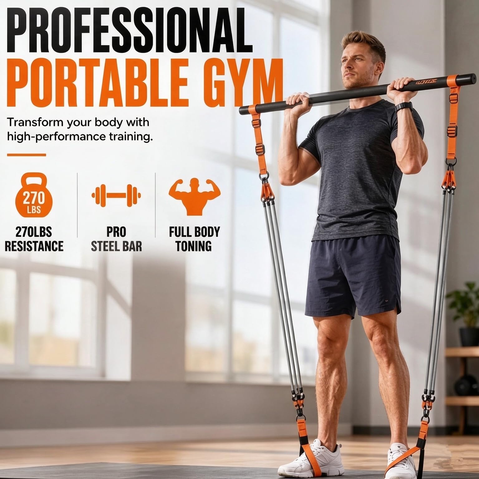 Aneedpicks Pilates Bar Kit mit Widerstandsbändern