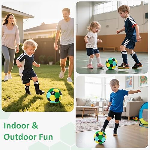 Miniatura 7 de Balón de fútbol para interiores tamaño 3 para niños pequeños, pelotas de fútbol silenciosas, regalos para niños y niñas de 1 a 5 años, pelotas de