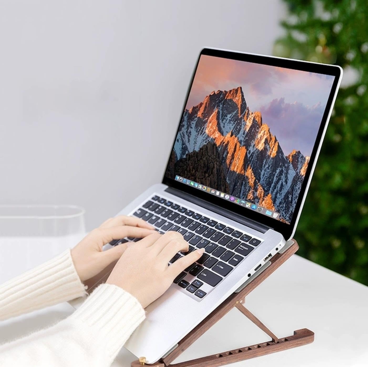 Supporto Laptop Legno Pieghevole Regolabile Portatile Alzatina