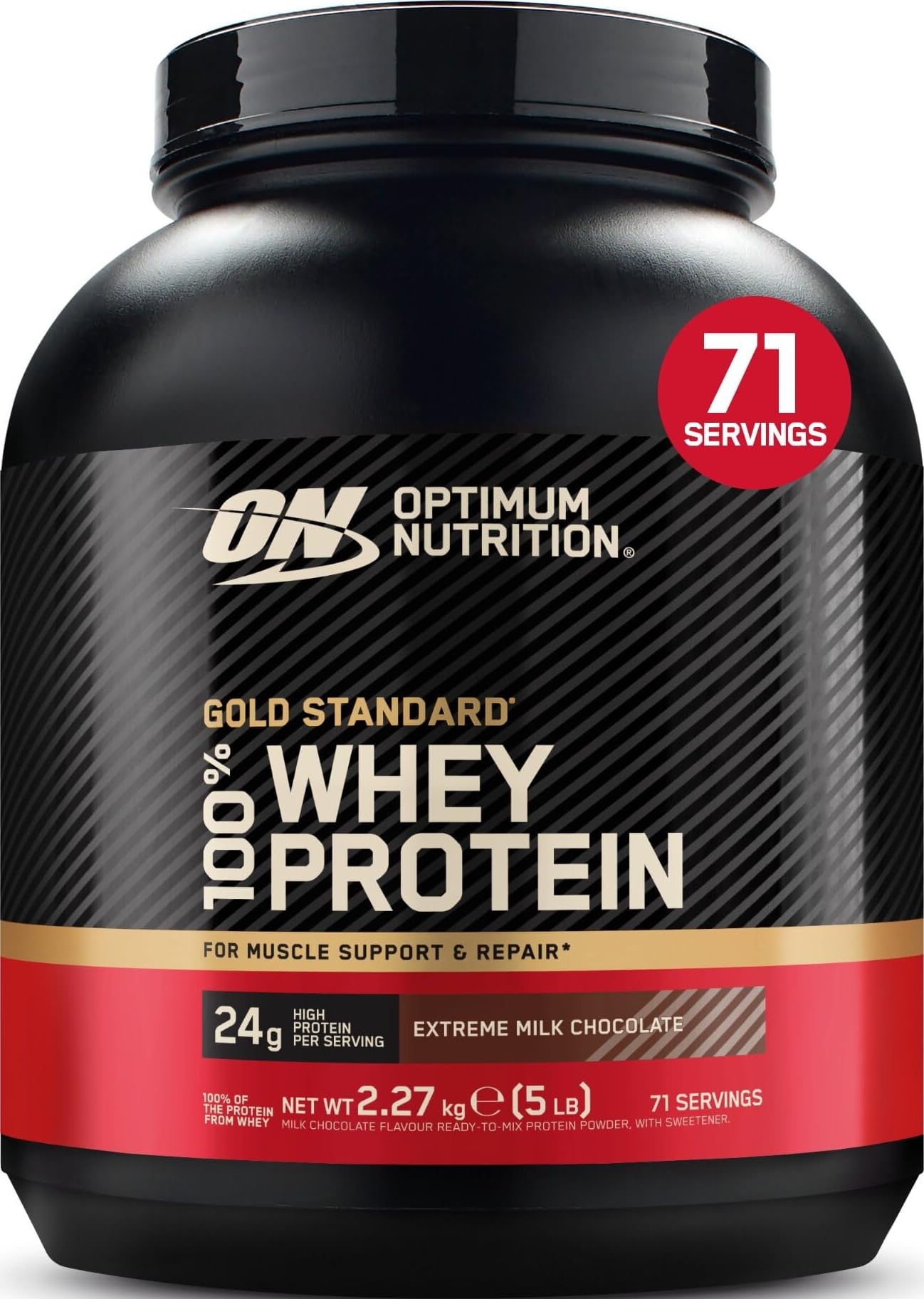 Optimum Nutrition Gold Standard 100% Whey Protein Powder, 2.27 kg