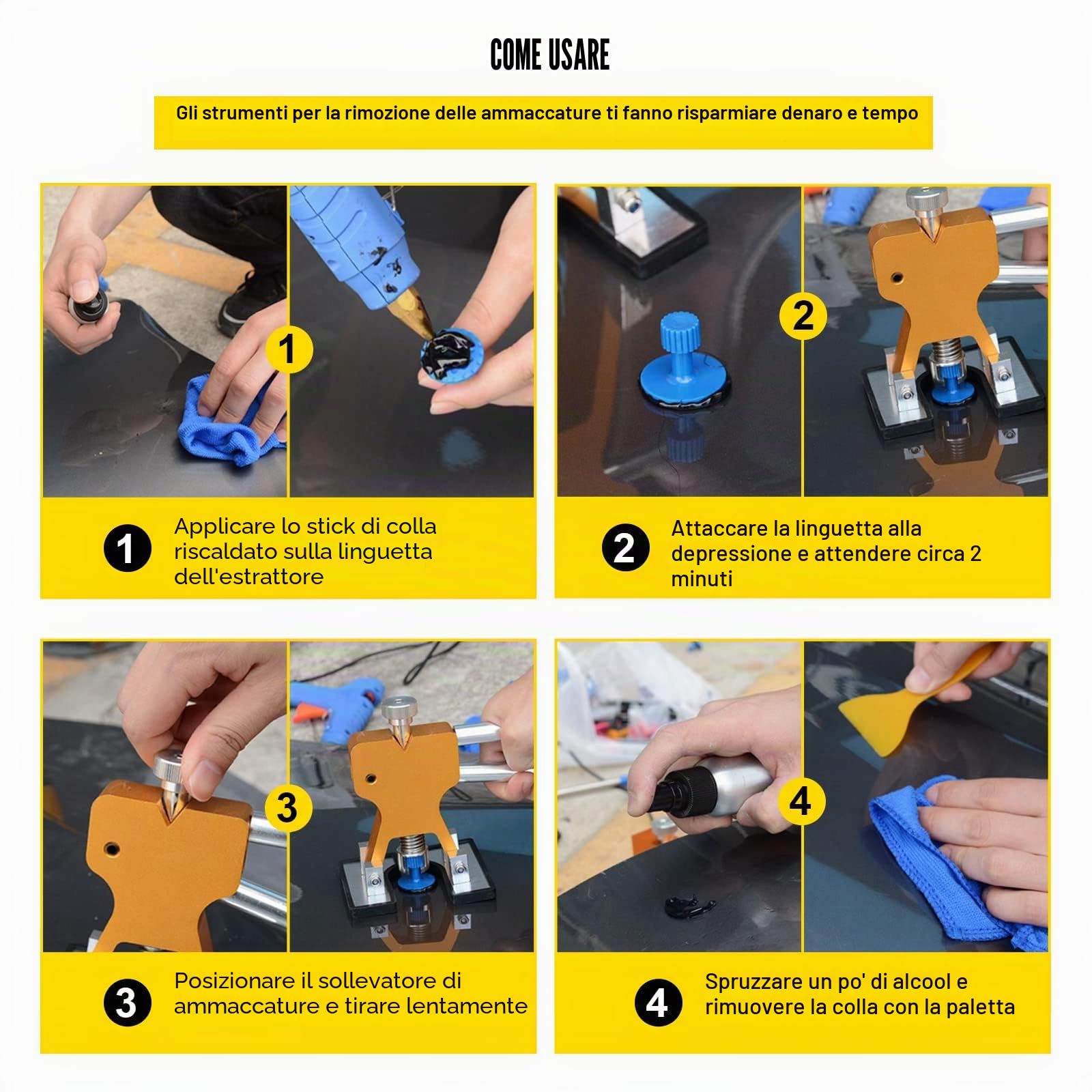 VEVOR 89 PZ. Kit di Riparazione Professionale per ammaccature Auto, Strumento di rimozione ammaccature Senza Vernice, Kit di rimozione ammaccature Fai da Te, Strumento di rimozione ammaccature