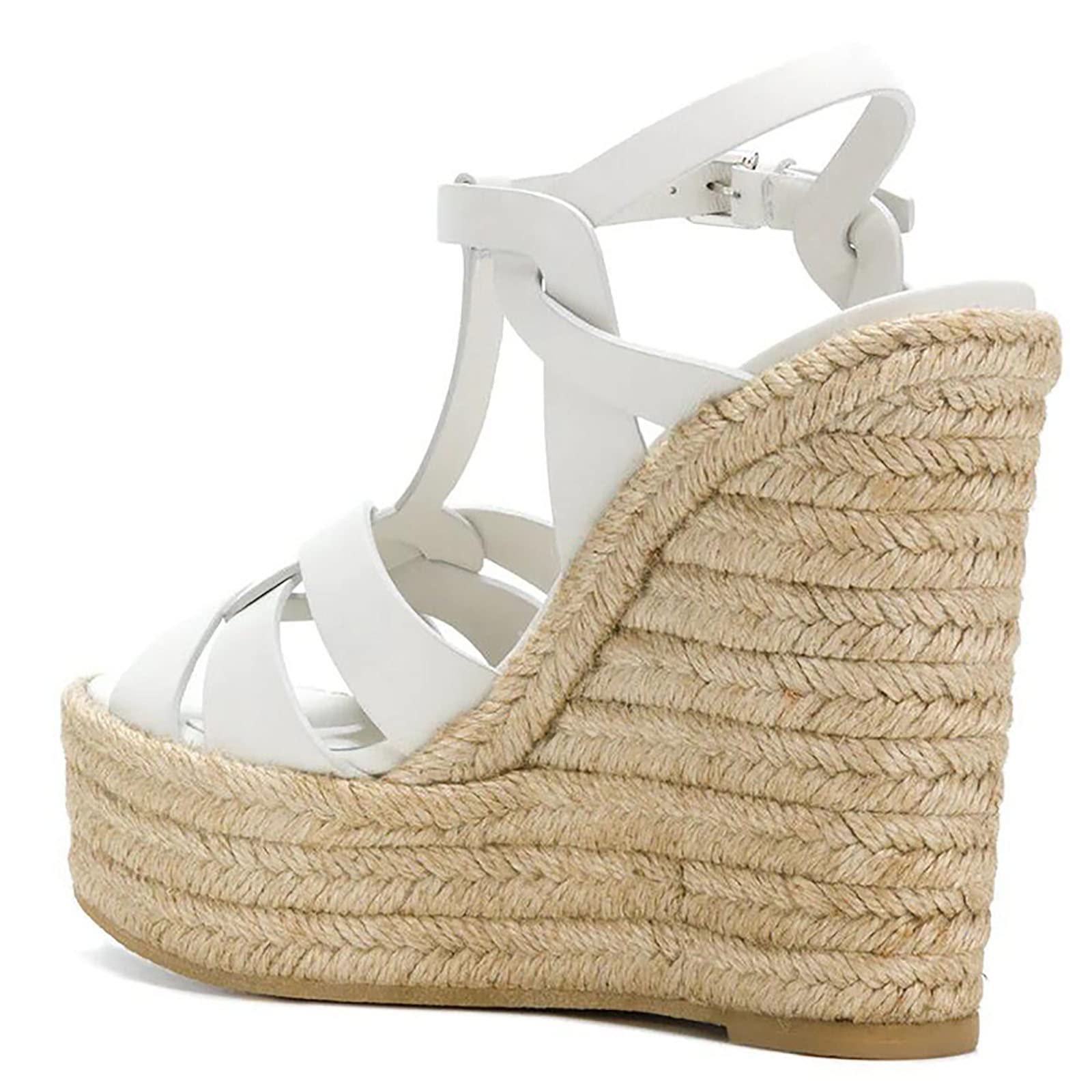 Damskie espadryle w paski koturny eleganckie sandały z odkrytymi palcami pasek na kostce sandały na koturnie buty na co dzień