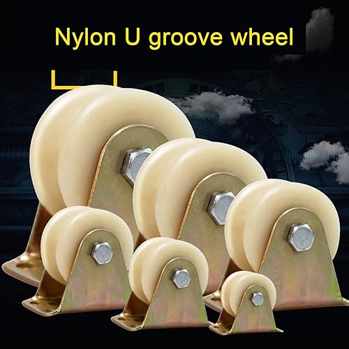 Miniatura 3 de Juego de 4 ruedas de riel en U de alta resistencia, rueda con ranura en U, ruedas de nailon resistente, polea de puerta corredera, para pista