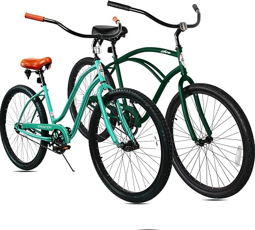 Miniatura 1 de Tracer Bicicleta de crucero de playa para adultos, ruedas de 26 pulgadas, freno de montaña de una sola velocidad, bicicleta doble para mujeres,