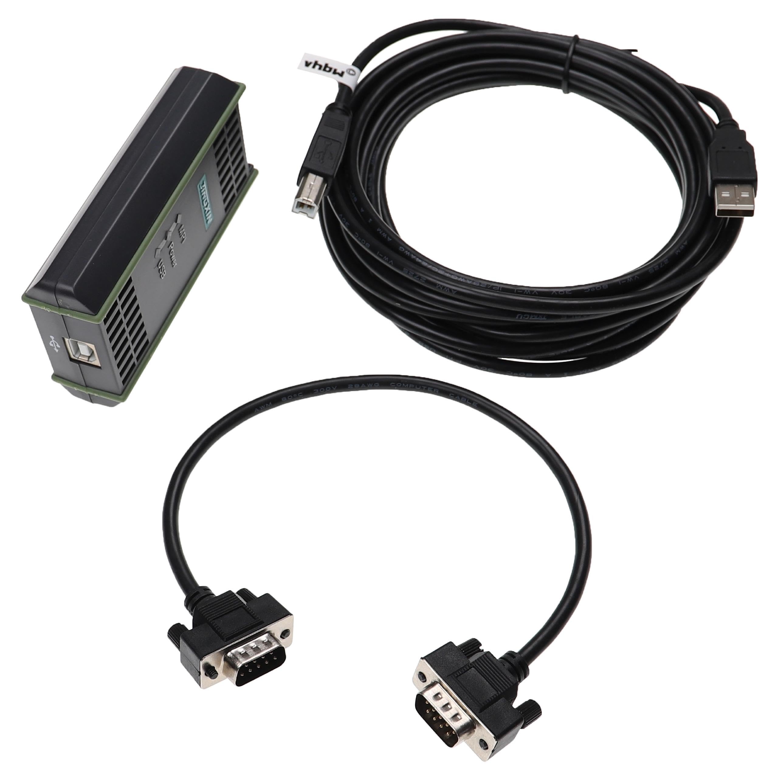 vhbw Cable de programación USB-MPI reemplaza Siemens 6ES7972-0CB20-0XA0 para sistema de control - Cable de conexión, 5 m