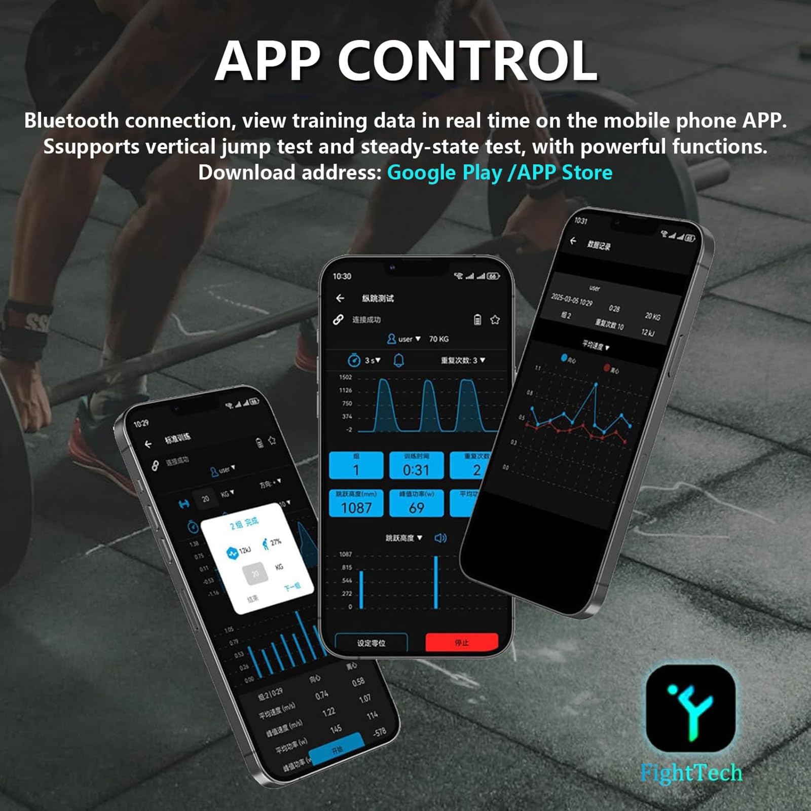 Encoder Lineare Per Powerlifting E Salti Verticali, Tracciatore Di Velocità E Potenza VBT Con 9 Modalità Di Test, Monitoraggio Dei Dati Di Allenamento In Tempo Reale, Batteria Da 50 Ore