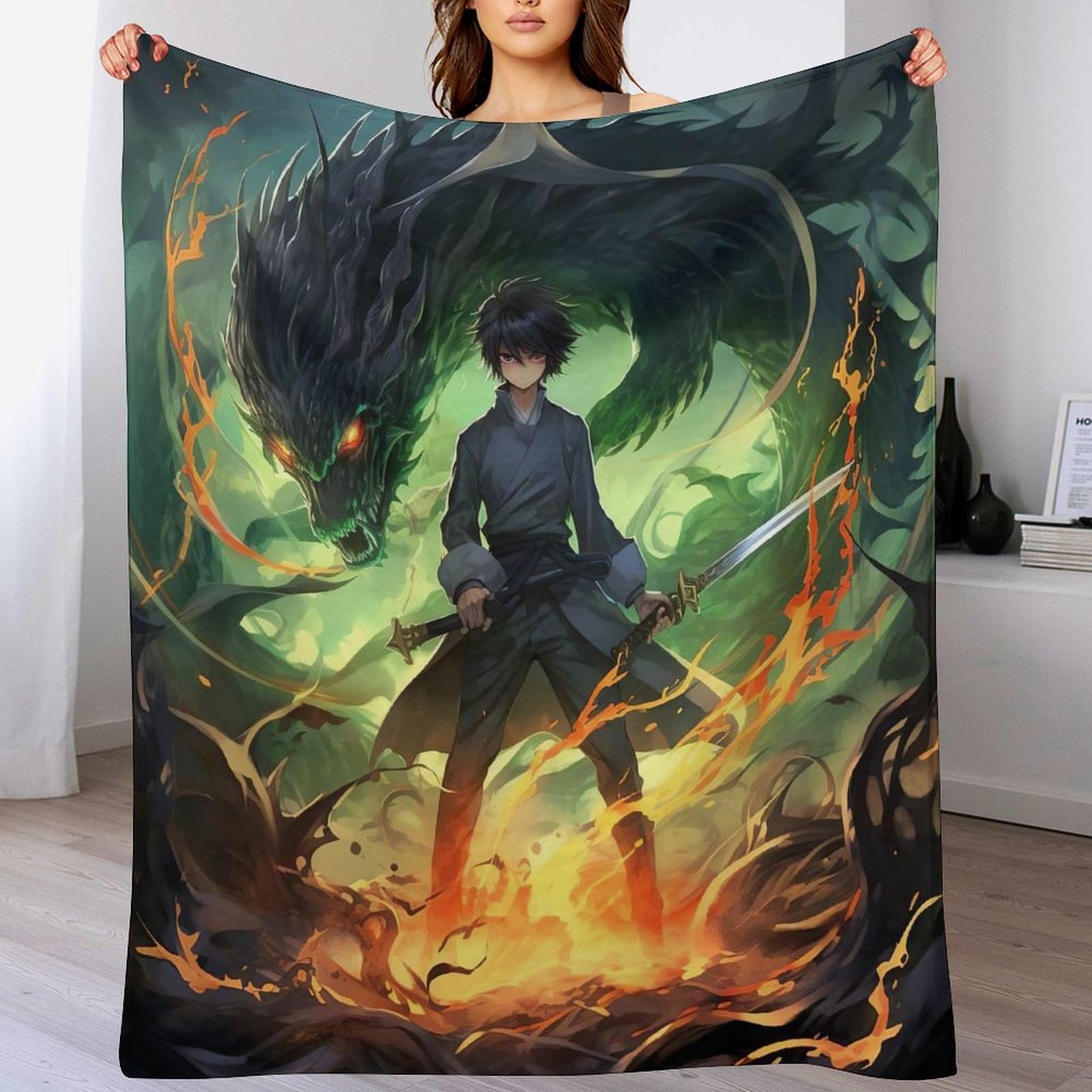 Couverture dragon haut de gamme en flanelle douce 180x200