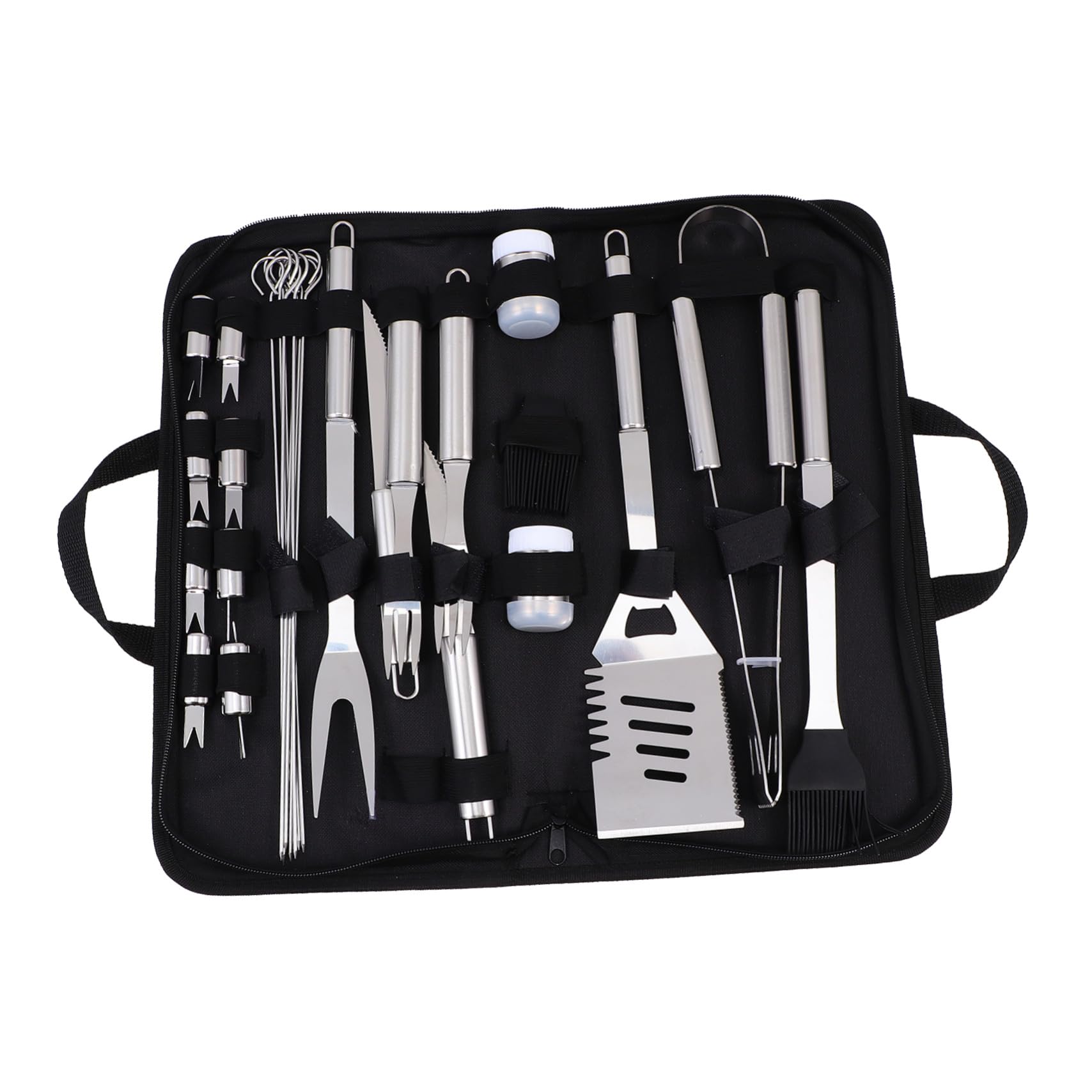 Utensili Barbecue in Inossidabile Kit Completo per Grigliata Outdoor con Oxford Portatile Accessori Bbq Resistenti e Sicuri per Amanti del Camping all