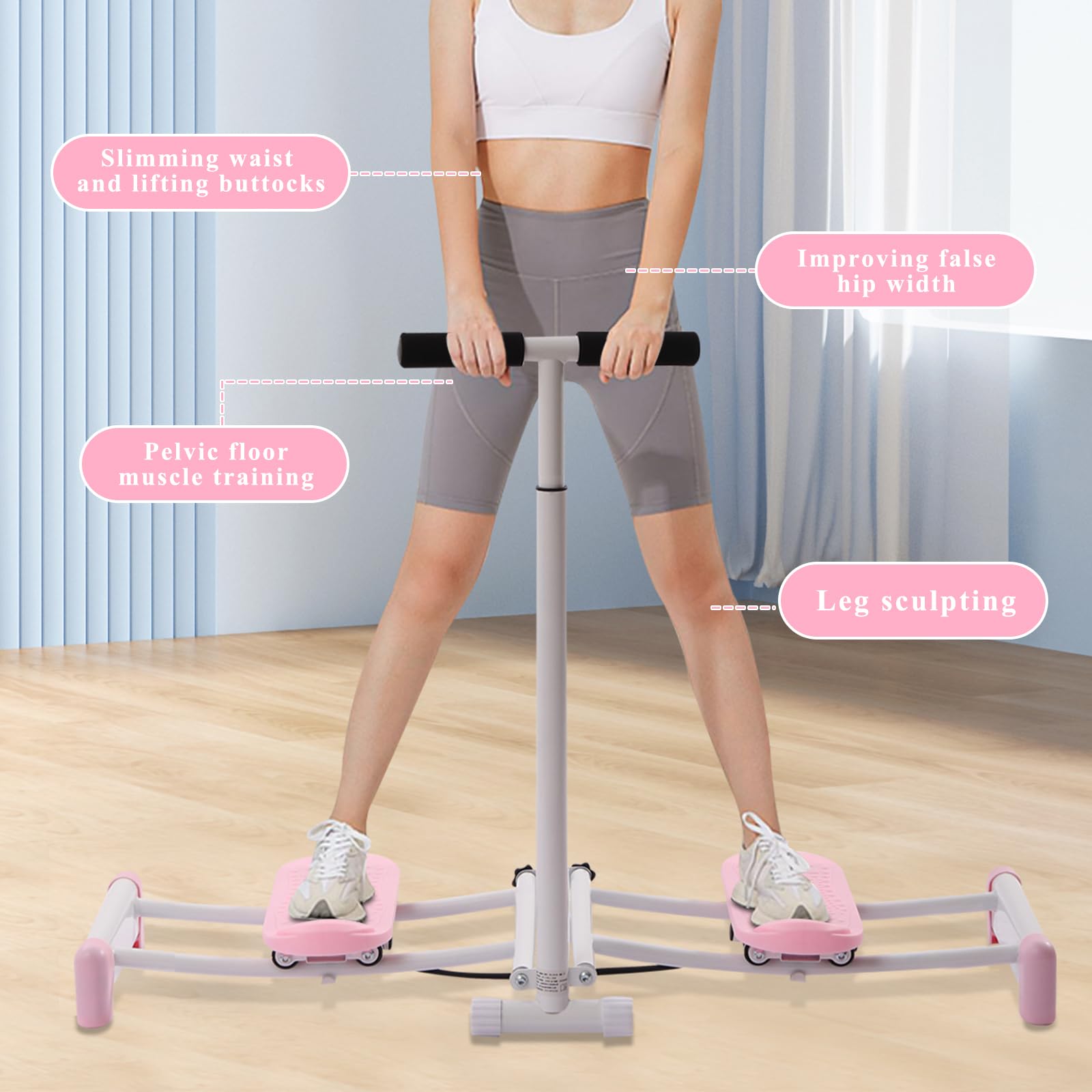 NATICRISI Leg Machine, Leg Exercise Equipment, Slim Body Female Pelvic Floor Muscle Fitness, Adjustable Height, Weight Loss, Kegel Exercises, Ski Practice, Pink