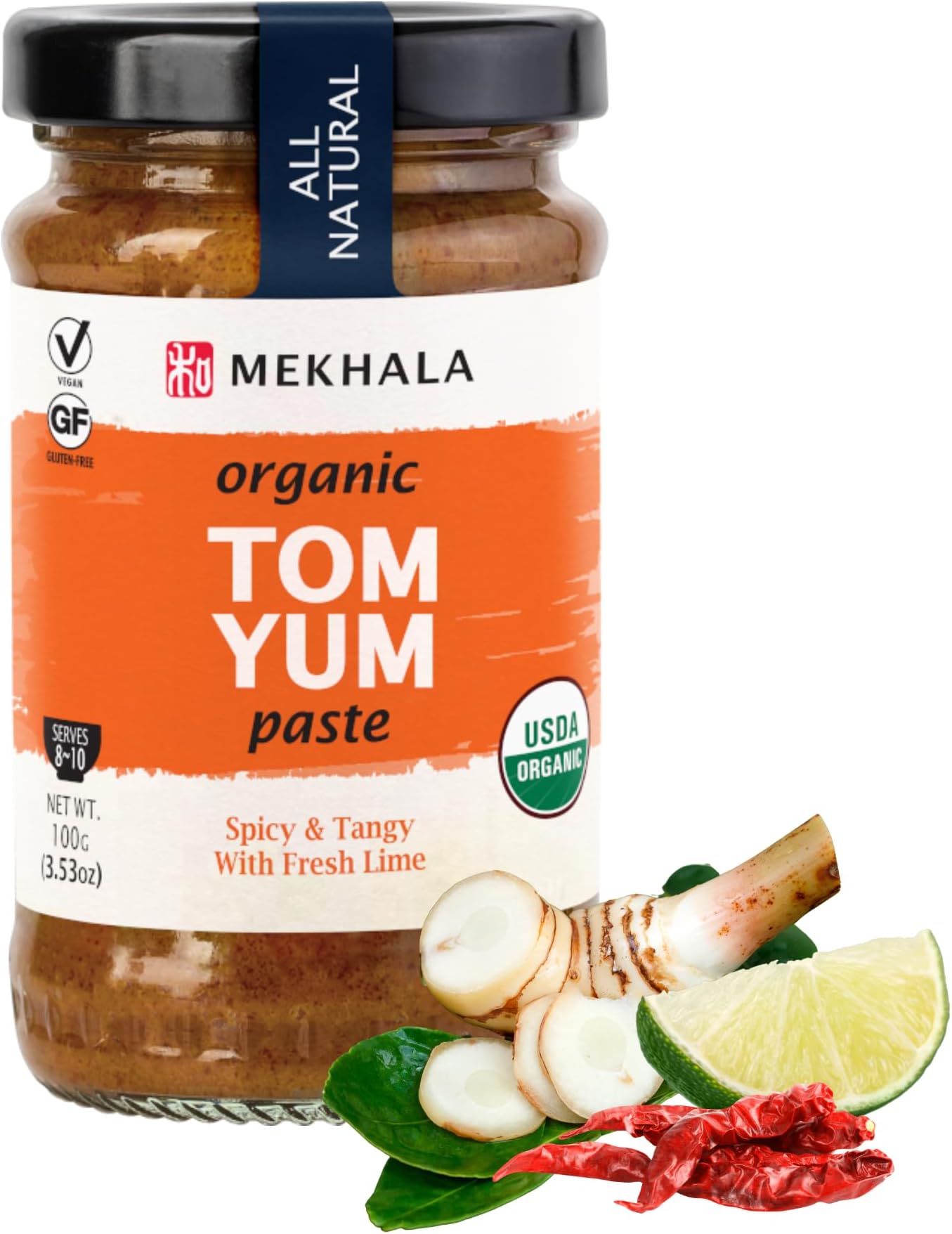 Mekhala Organic Thai Tom Yum Asian Cooking Paste. VEGAN. GLUTEN-FREE. Versatile. Medium Heat (3.53oz)