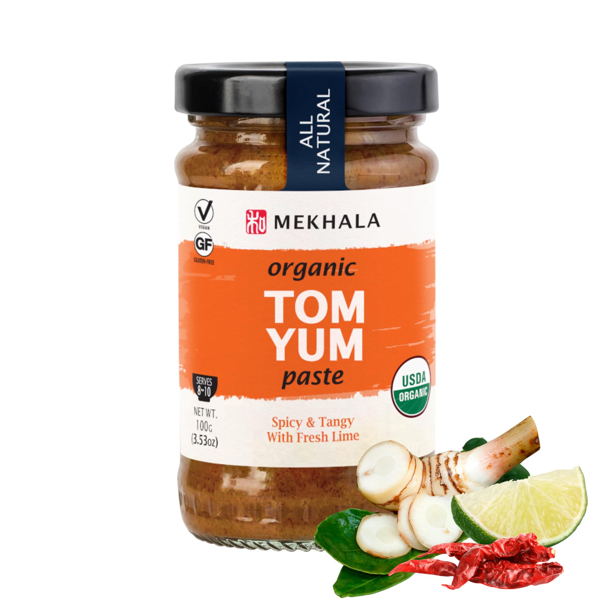Mekhala Organic Thai Tom Yum Asian Cooking Paste. VEGAN. GLUTEN-FREE. Versatile. Medium Heat (3.53oz)