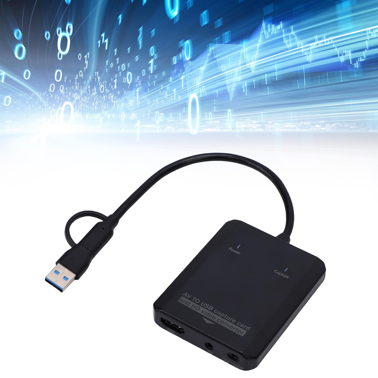 Convertidor VHS A Digital, Tarjeta de Captura de Vídeo USB con Interfaz Dual USB A y C, Convierte AV Analógico A 720P 1080P HD Multimedia para VCR DVD