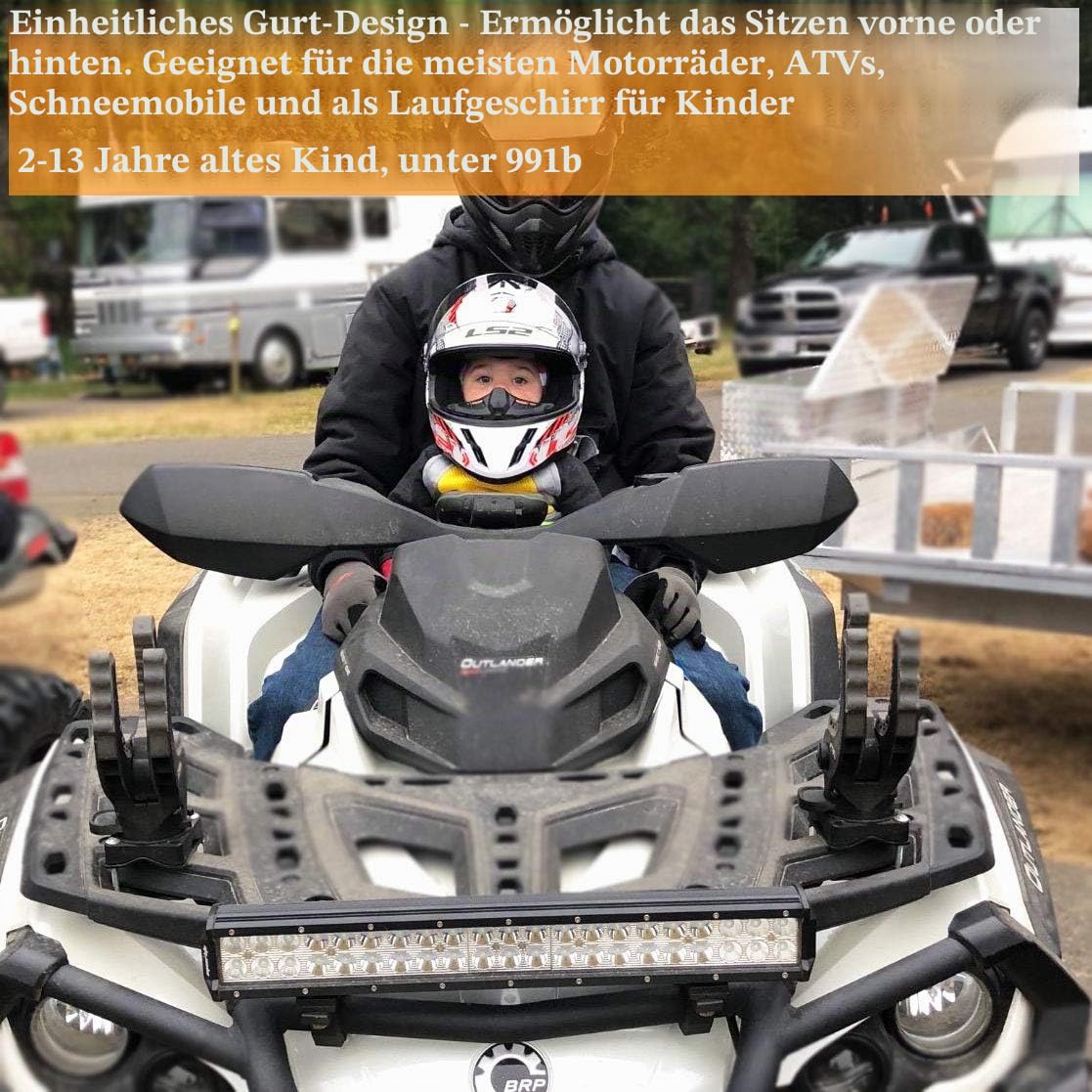 Jolik Kinder Motorrad Sicherheitsgurt mit 4 - in - 1 Schnalle atmungsaktives Material mit Reflektierendes Material —kinder motorrad gurtzeug（Gelb）