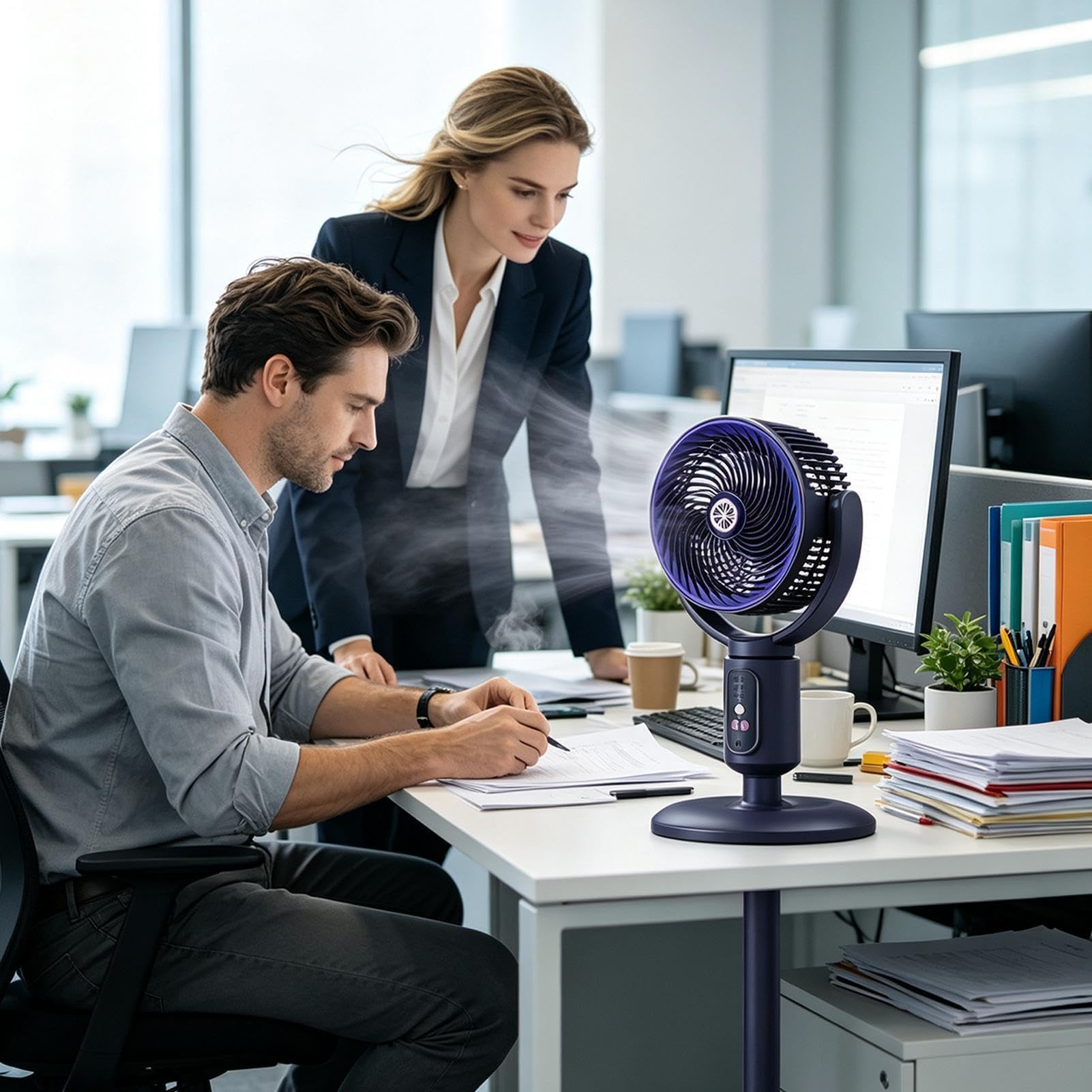 Ventilatore A Piantana Oscillante Oscillante A 180° 5 Velocità Ricaricabile | Ventilatore A Piantana Regolabile Per Camera Da Soggiorno Cucina Ufficio Domestico Dormitorio