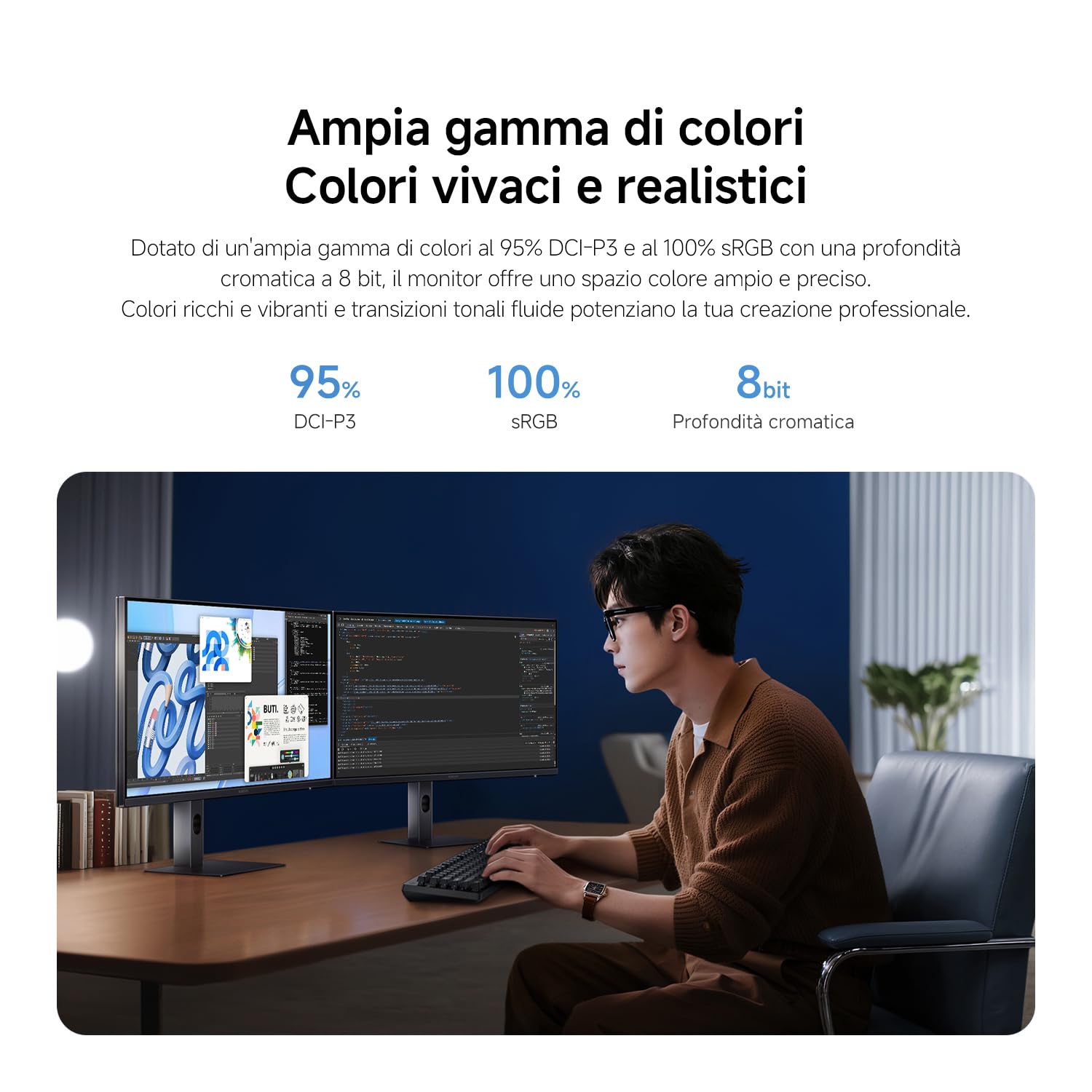 XIAOMI A27Qi 2026 Monitor QHD 2K da 27 Pollici, 120Hz, HDR10, IPS, 100% sRGB, 95% DCI-P3, Certificazione TÜV Hardware Low Blue Light (2560 x 1440/HDMI 2.0/DP 1.4)