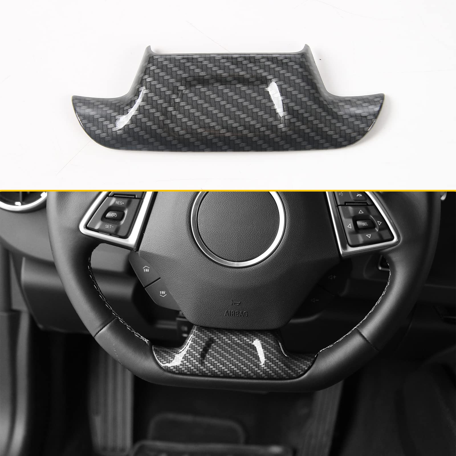Carbon Fiber Steering Wheel Trim Cover Decoration Interior Accessories for Chevrolet Camaro 2017-2022