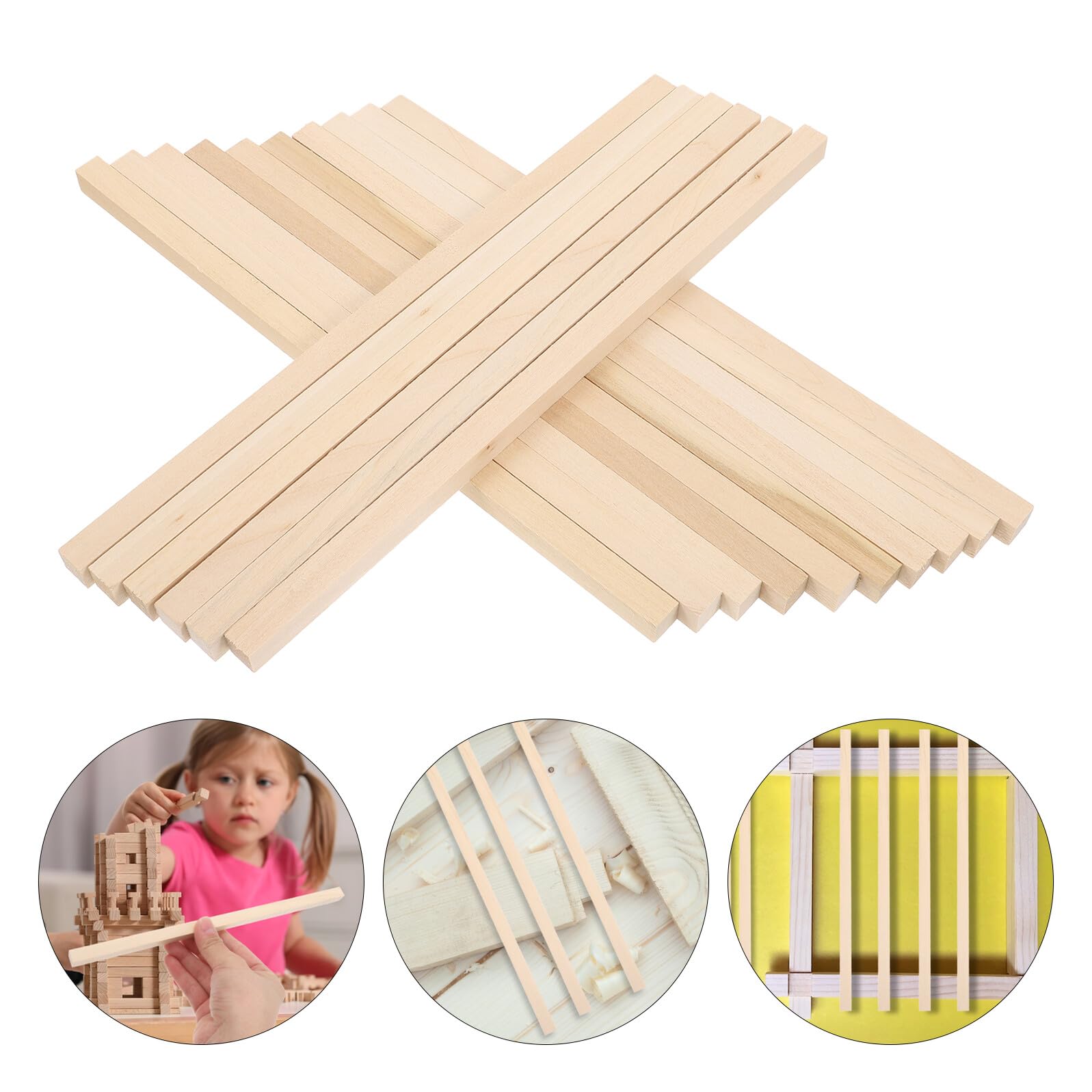 Healvian 60 Stück Selbstgemacht Holzstäbe Lindenholz 25x1cm Unbehandelt Quadratisch Bastelstäbe zum Malen und Modellbau