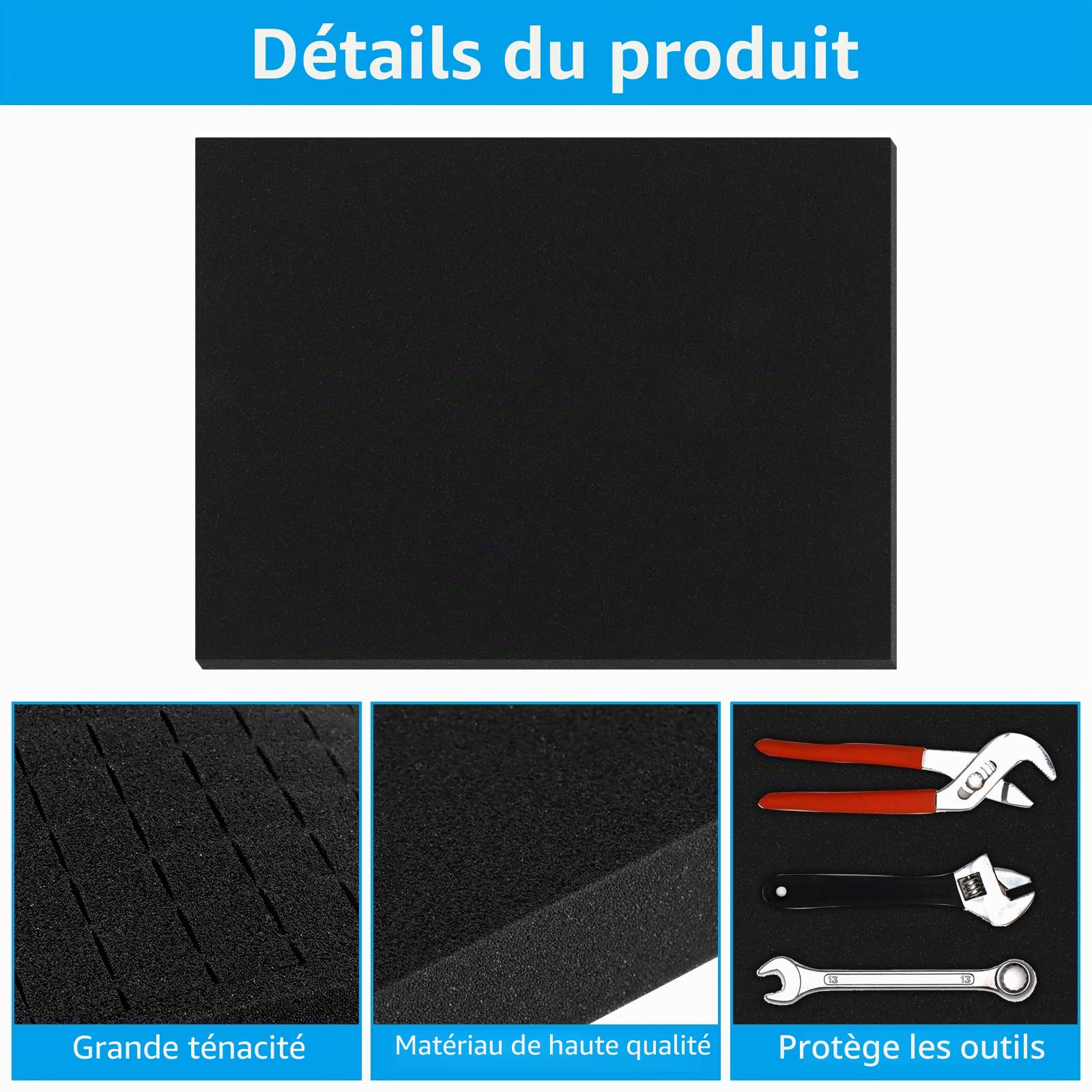 Lot de 10 Mousse Prédécoupée, 5 pièces 400 x 300 x 25 mm + 5 pièces 400 x 300 x 10 mm, Mousse Servante Atelier, Predecoupee Cube pour Boîte à Outils, Boîte à Modèles
