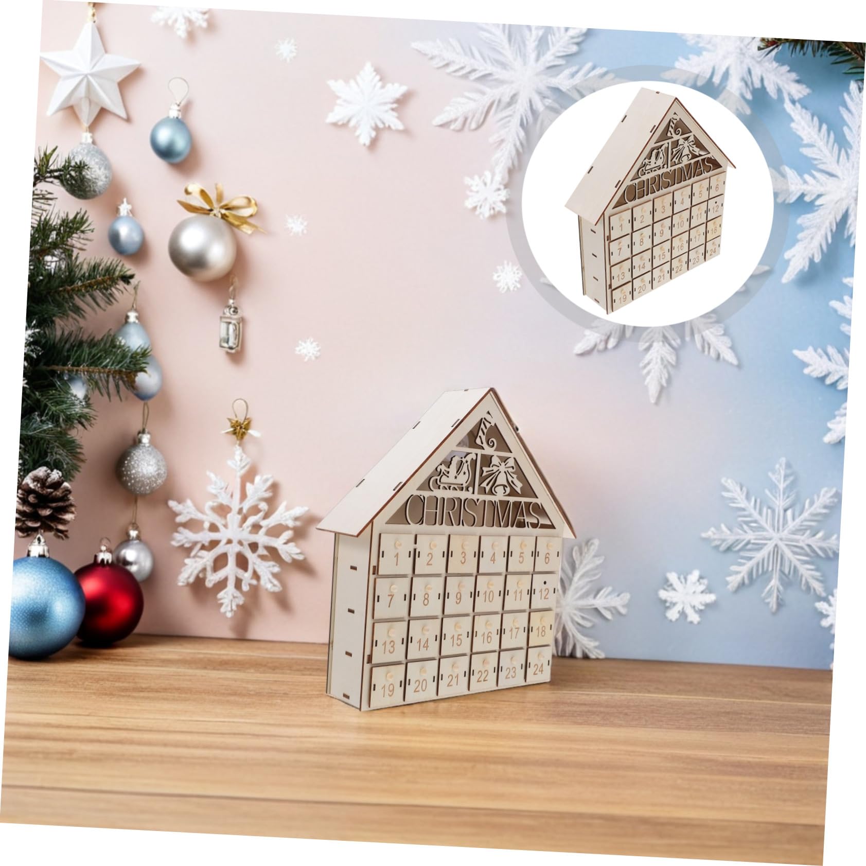 LED Beleuchteter Holz-adventskalender Haus mit Befüllbaren Schubladen Sicherer Kinderfreundlicher Weihnachts-countdown Kalender Interaktives DIY Holiday Countdown Dekor für Familie