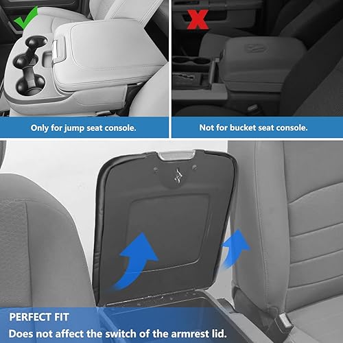 Miniatura 3 de BoxCheer Funda de repuesto para reposabrazos de consola central, adecuada para Dodge Ram 1500 2500 3500 2013-2018 con consola de asiento de salto,