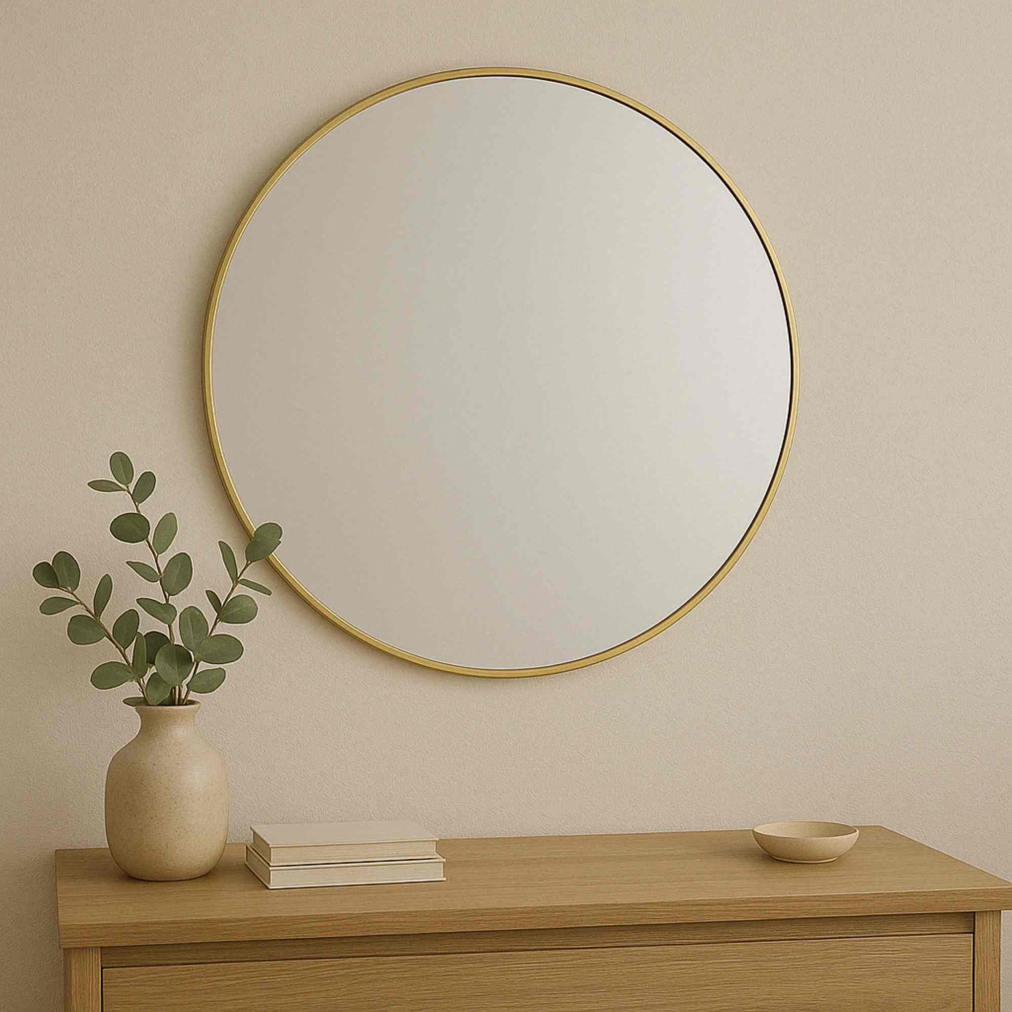 WELL HOME MOBILIARIO & DECORACIÓN Specchio rotondo in metallo dorato Ø76 cm