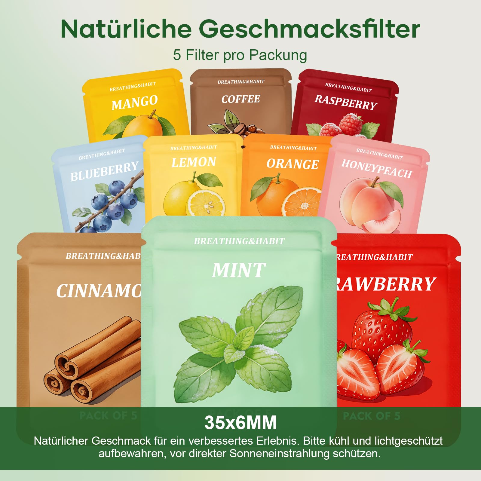 Mindfulness-Inhalator-Set mit 15 aromatisierten Filtern Schwarz