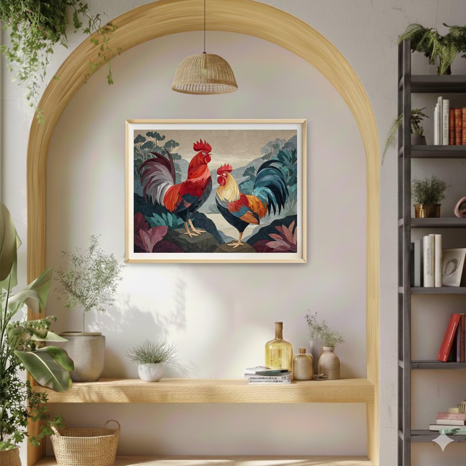 Dipingere con i Numeri Adulti Gallo, Kit di Pittura a Olio su Tela DIY con Pennelli Pittura a Pigmento Acrilico, Paint by Numbers Animale Disegno, Decora la Casa Regalo 70x100 cm (Senza Cornice)-#881k