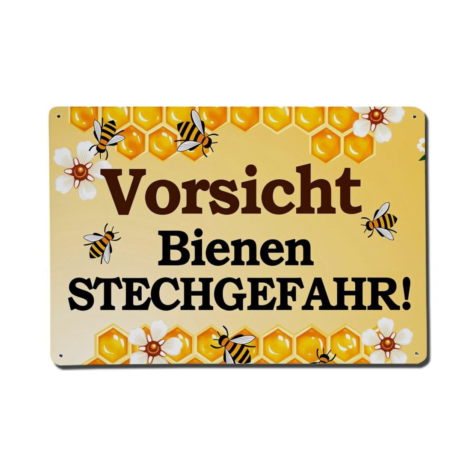 Bee Honeycomb Flowers Warning Sign Metal Tin Sign Plaque