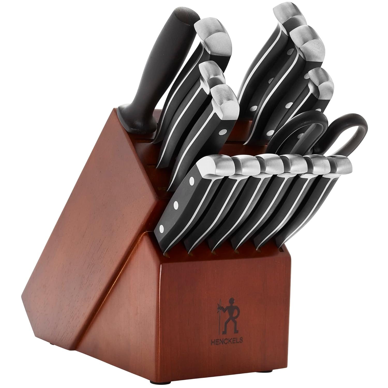Henckels 15-Piece Knife Block Set - Razor-Sharp German Stainless Steel, Lightweight Full Tang, Dishwasher Safe, 4.5/5 Stars
