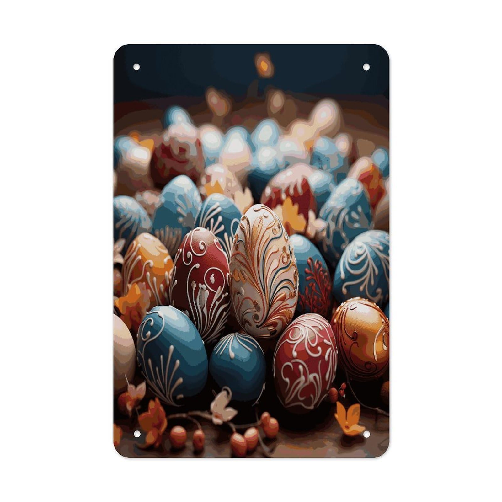Happy Easter Metal Tin Sign Wall Decor Hanging Plaque