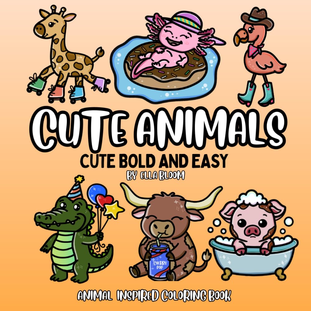 cute animals: cute bold and easy (BOLD AND EASY COLORING BOOKS)