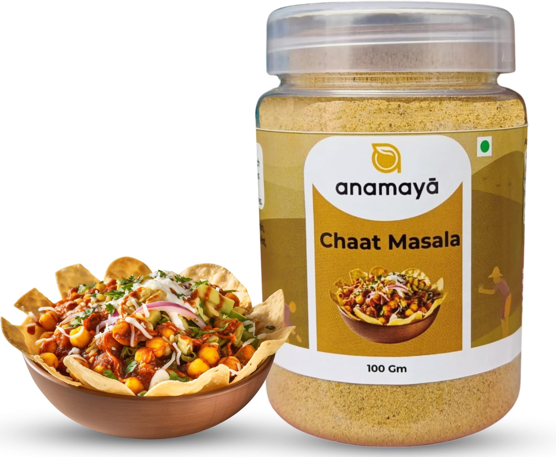 Anamaya Chaat Masala Powder | Chat Masala Powder | Desi chaat masala | 100 Gms | Packed in easy reusable storage jar | Pack of 1