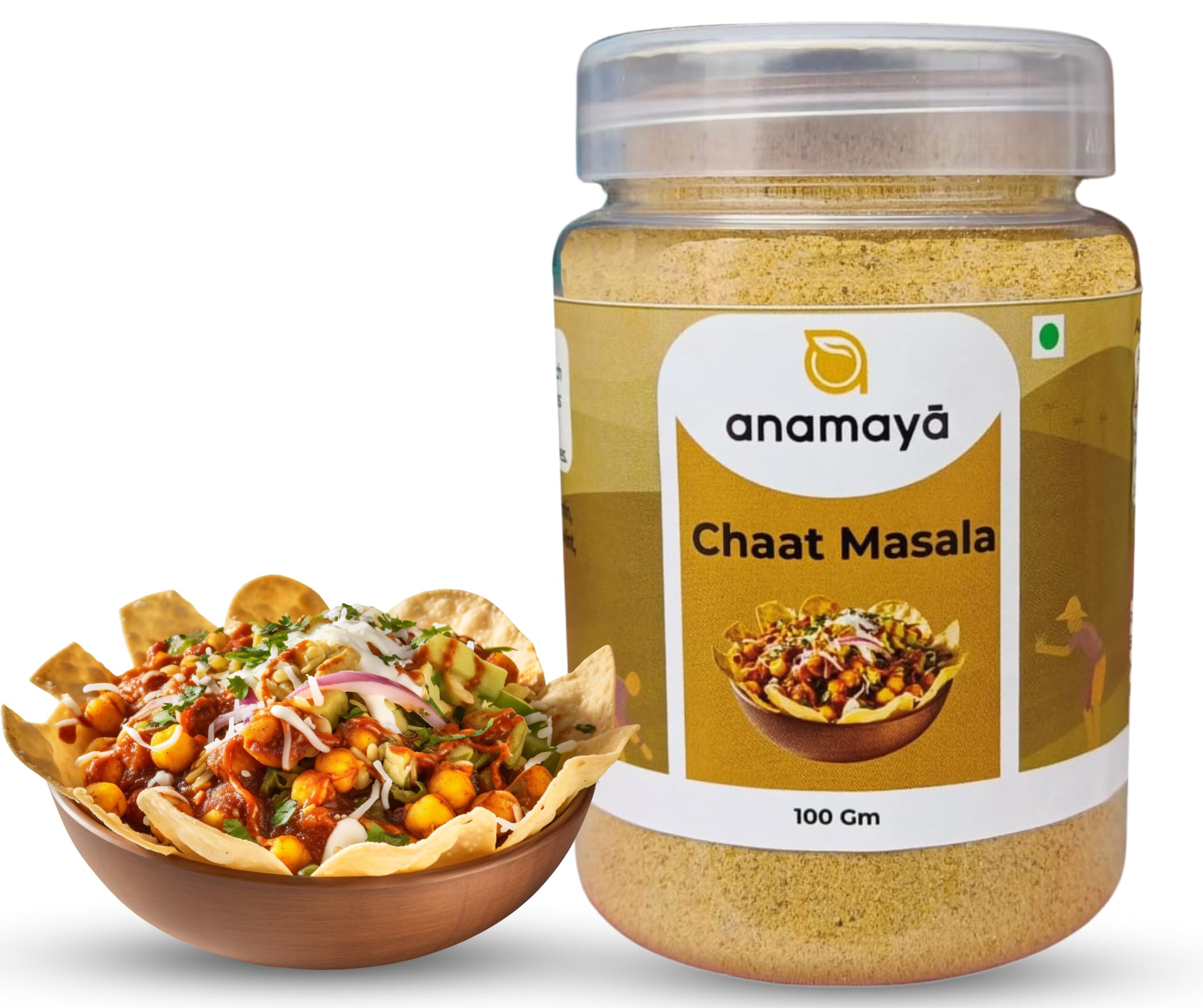 Anamaya Chaat Masala Powder | Chat Masala Powder | Desi chaat masala | 100 Gms | Packed in easy reusable storage jar | Pack of 1